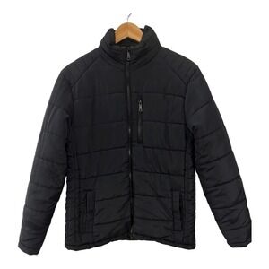 Marfinno Puffer Jacket Black Quilted Full Zip Mock Neck Mens Size M